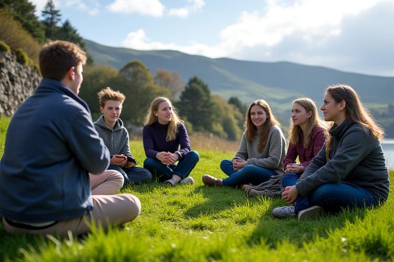 Irish language class in outdoor Gaeltacht setting